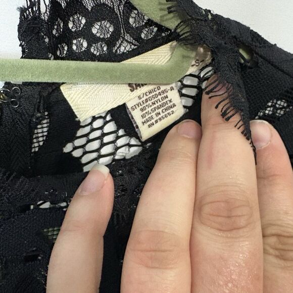 SANS SOUCI Size S Black High Neck Lace Overlay Sleeveless Dress Party Sexy Sweet - Picture 6 of 8